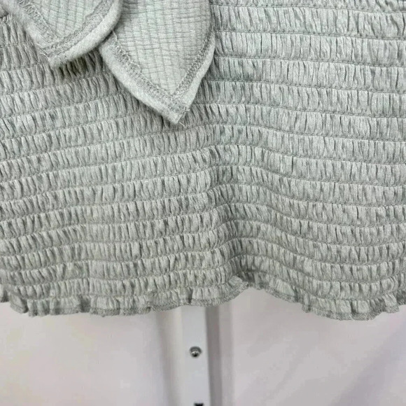 Abercrombie & Fitch Size Small Knit Ruched Tie Top Green Short Sleeve Blouse - Picture 5 of 13